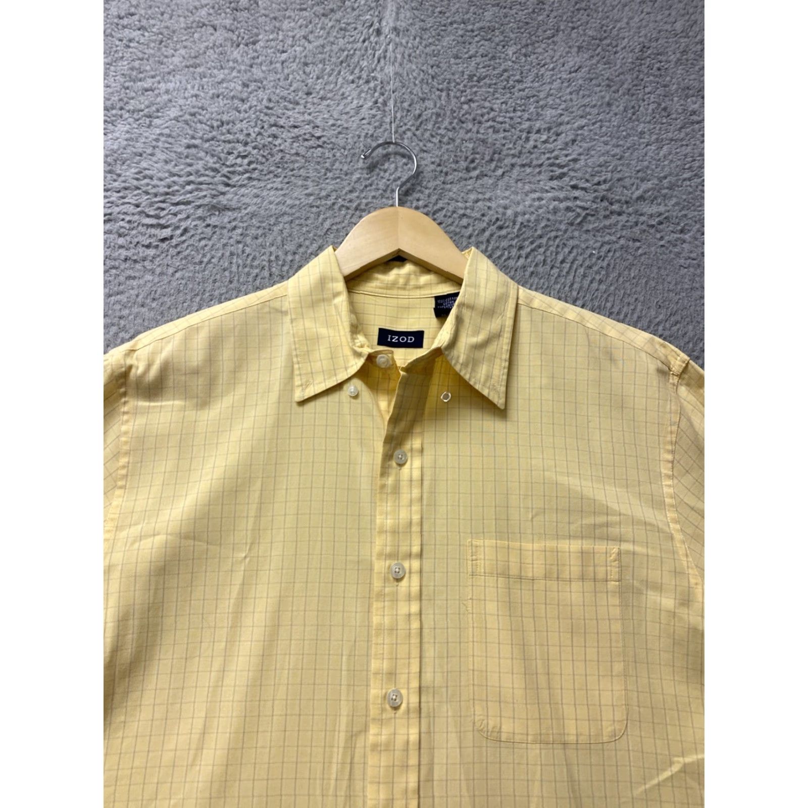 Izod VINTAGE IZOD Men's Casual Button-Down Shirt Long Sleeve Check Cotton M Yellow 90s Mens Size US M / EU 48-50 / 2 - 2 Thumbnail