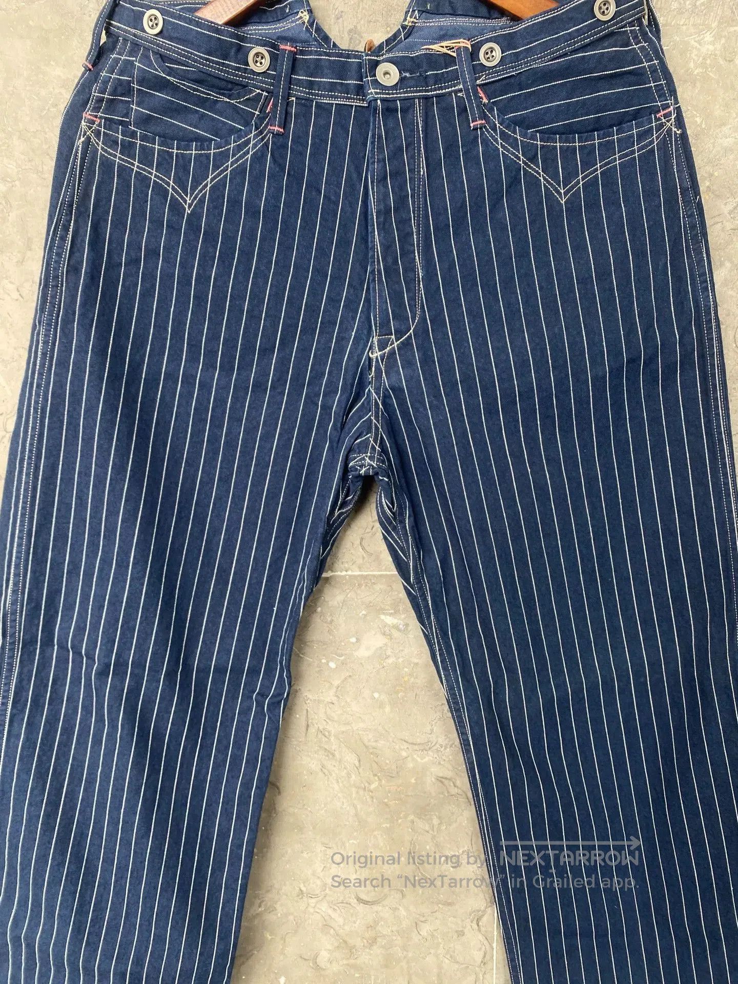 &SONS Gypsy&sons Indigo Striped Loose Cargo Pants. Size US 37 - 4 Thumbnail