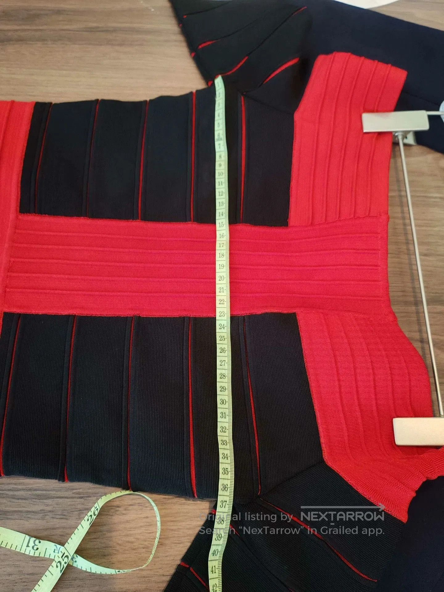 Balmain Balmain Red Black Bandage Knit Off-Shoulder Dress. Size XS / US 0-2 / IT 36-38 - 3 Thumbnail