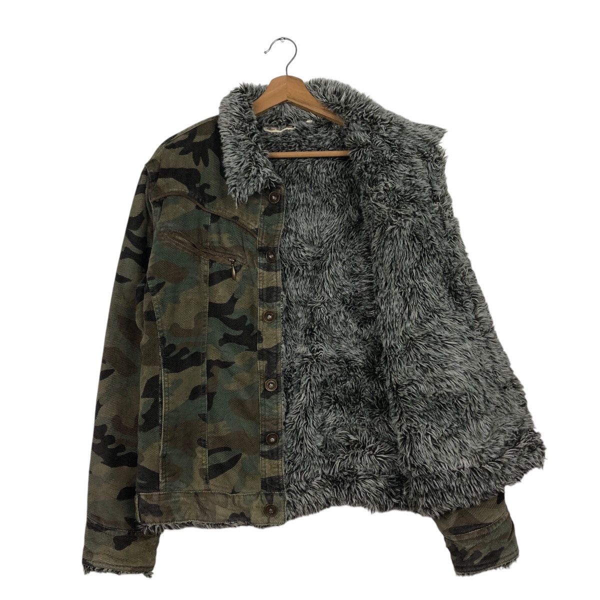 Japanese Brand 📌Vintage Biker Jacket Camouflage Mink Fur Fleece Blanket Size US L / EU 52-54 / 3 - 12 Thumbnail