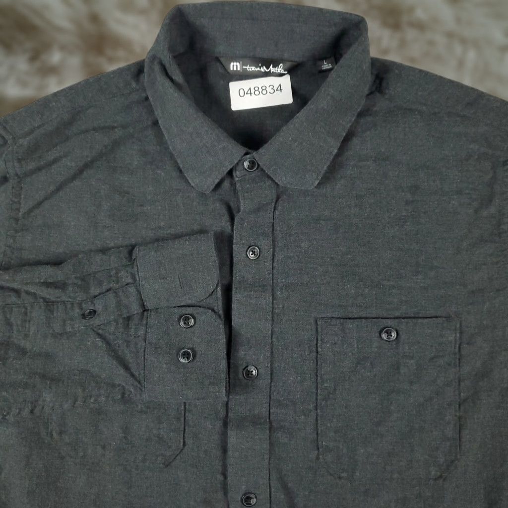 TravisMathew VINTAGE Travis Mathew Mens Shirt Long Sleeve Button Up Gray Casual Business Formal Size US L / EU 52-54 / 3 - 1 Thumbnail