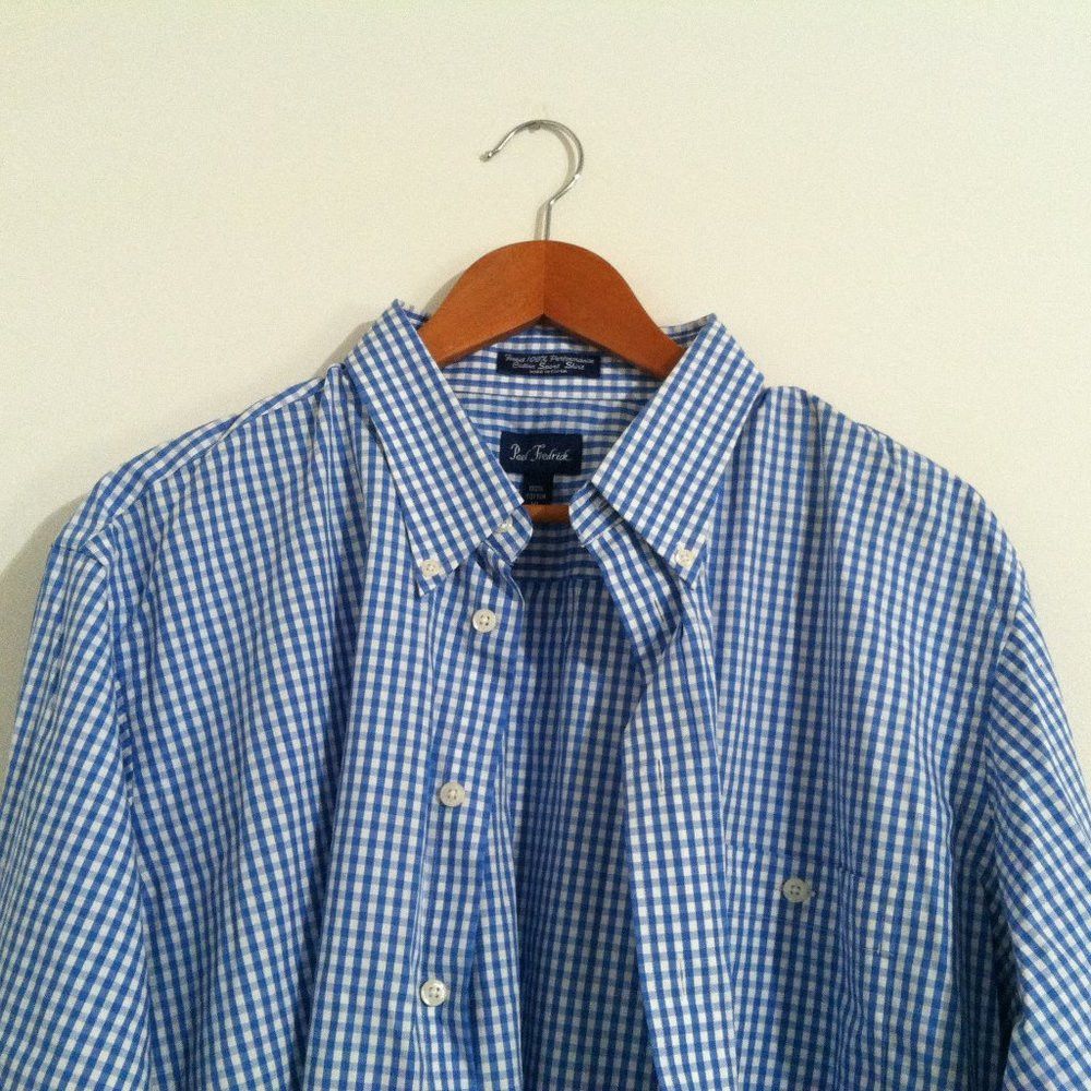 Paul Fredrick PAUL FREDRICK MENS BLUE COTTON CASUAL SHIRT SIZE: XL Size US XL / EU 56 / 4 - 2 Thumbnail