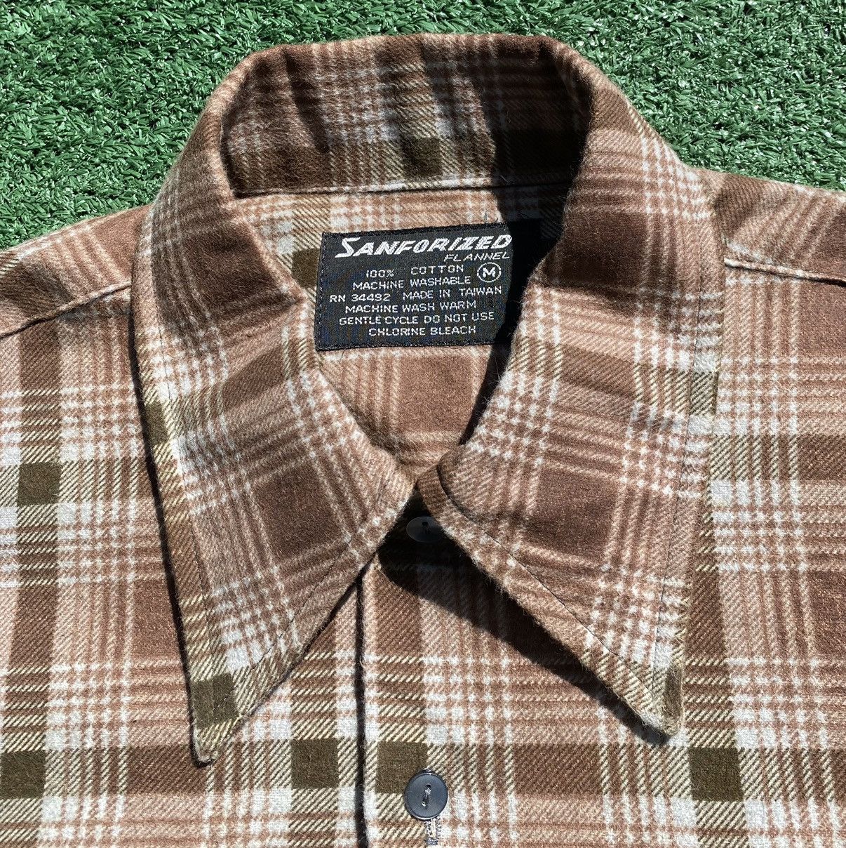 Vintage Vintage 60’s Sanforized Brown Flannel Lightweight Shirt Size US M / EU 48-50 / 2 - 5 Thumbnail