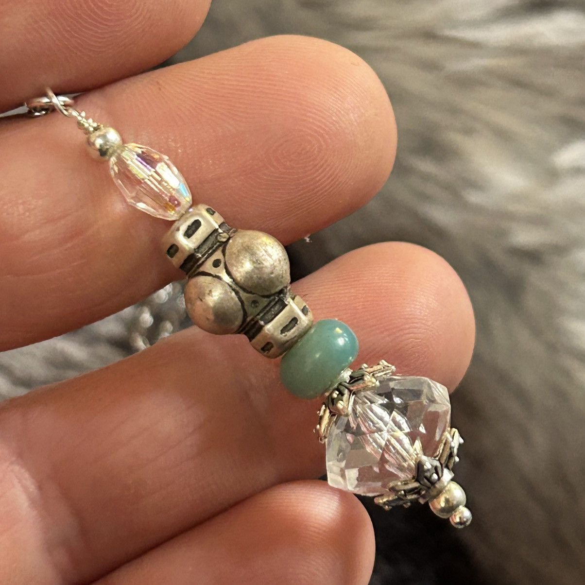 Handmade Handcrafted faceted crystal vintage lucite pendant necklace Size ONE SIZE - 1 Thumbnail