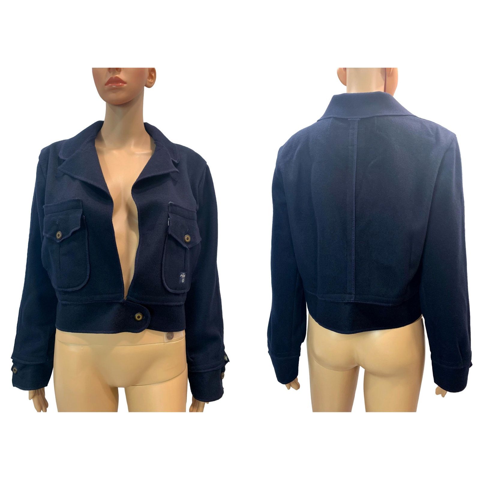 AG Adriano Goldschmied × Agolde A Gold E Goldschmied Navy Blue Military Casual Crop Jacket Size M / US 6-8 / IT 42-44 - 7 Thumbnail