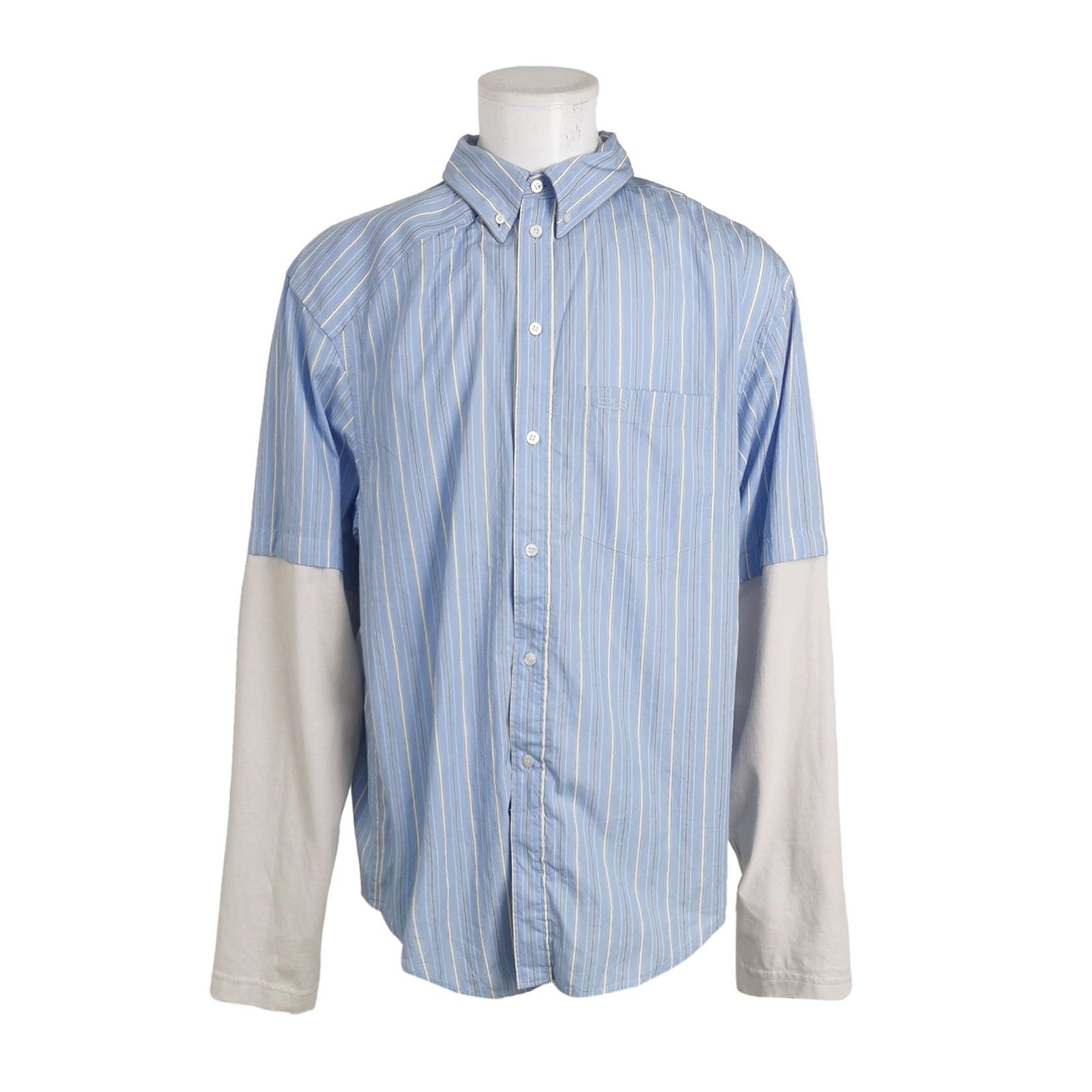 Balenciaga Color-Blocked Striped Cotton Shirt M
