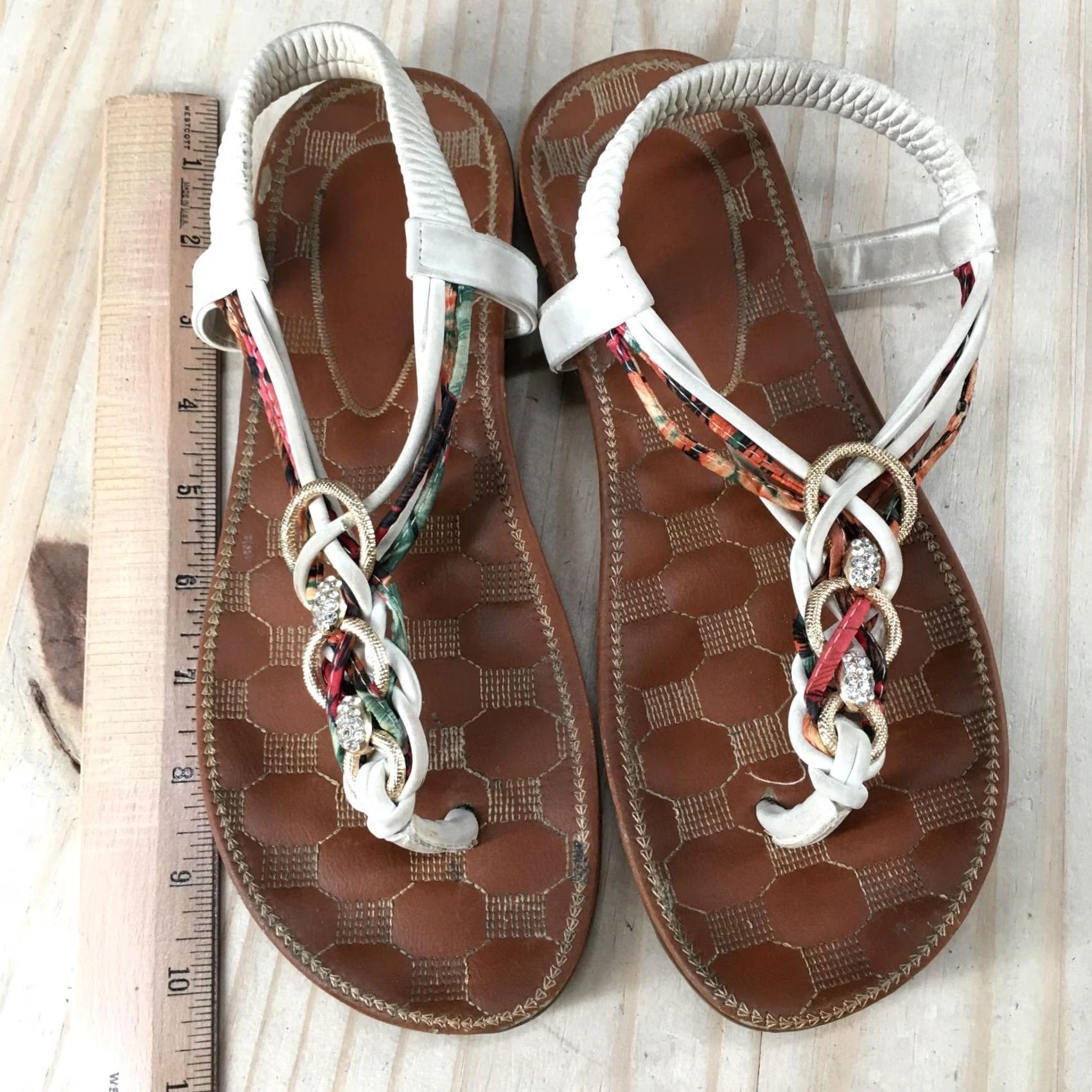 Patrizia Pepe Patrizia Spring Step Sandals Womens 40 Gadelina Rhinestone Thong Flat Multicolor Size US 9 / IT 39 - 7 Thumbnail