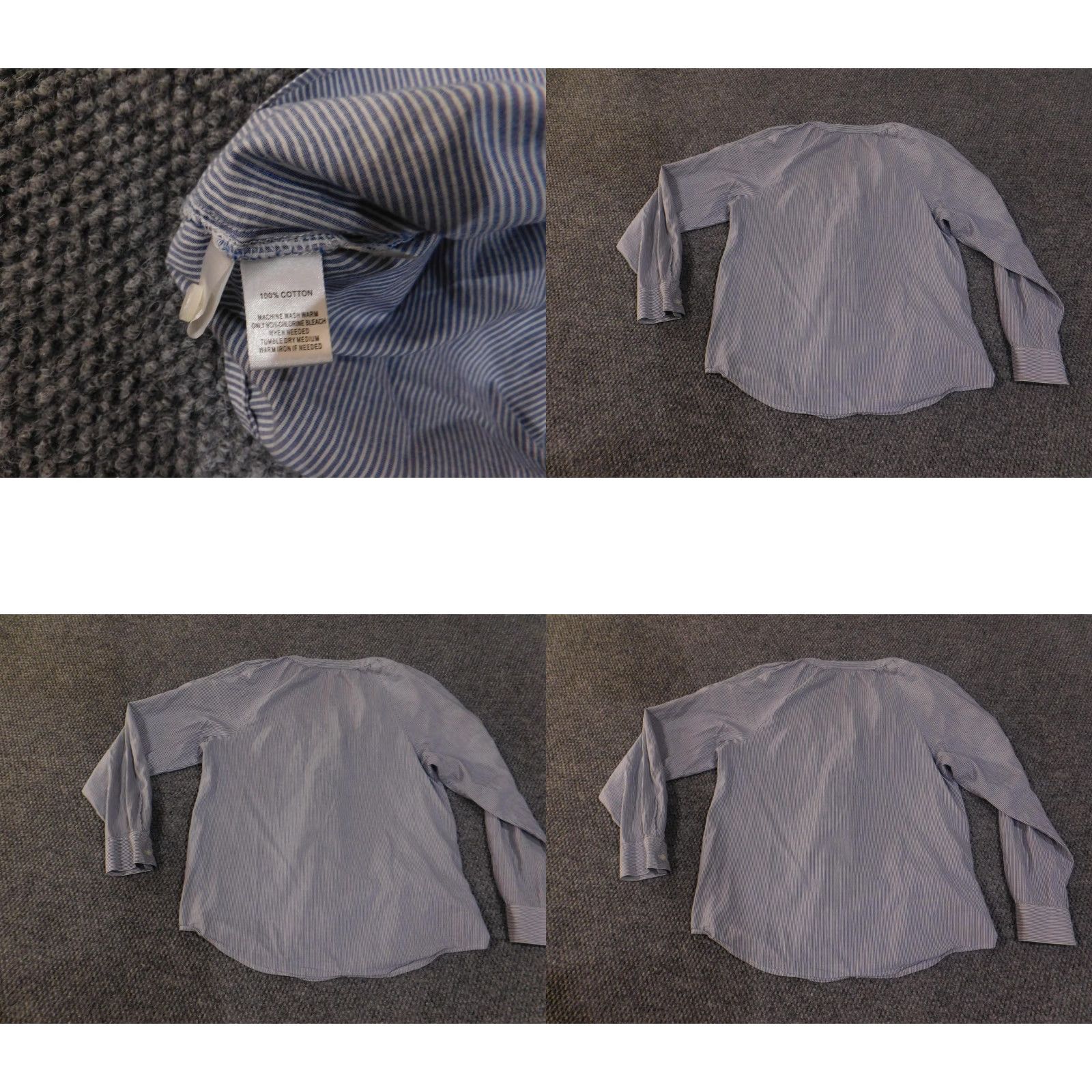 Loft LOFT Ann Taylor Shirt Blouse Womens Small Blue White Stripe V-Neck Long Sleeve Raglan Sleeve, 100% Cotton, Ruffle Accents, Button Cuffs, Curved Hem Size S / US 4 / IT 40 - 8 Thumbnail