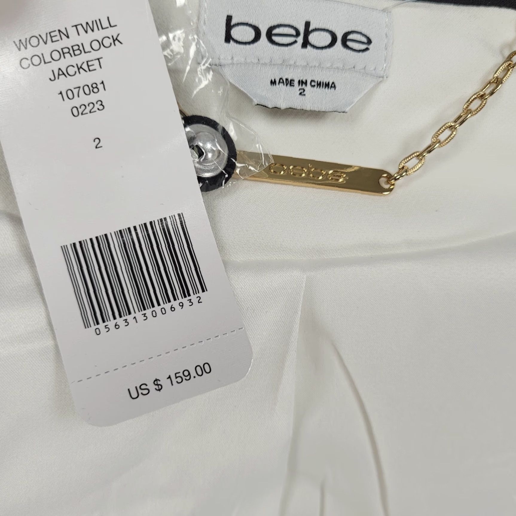 Bebe NWT Bebe Black & White Woven Twill Colorblock Notch Stretch Jacket Blazer Size 2 Size XS / US 0-2 / IT 36-38 - 3 Thumbnail