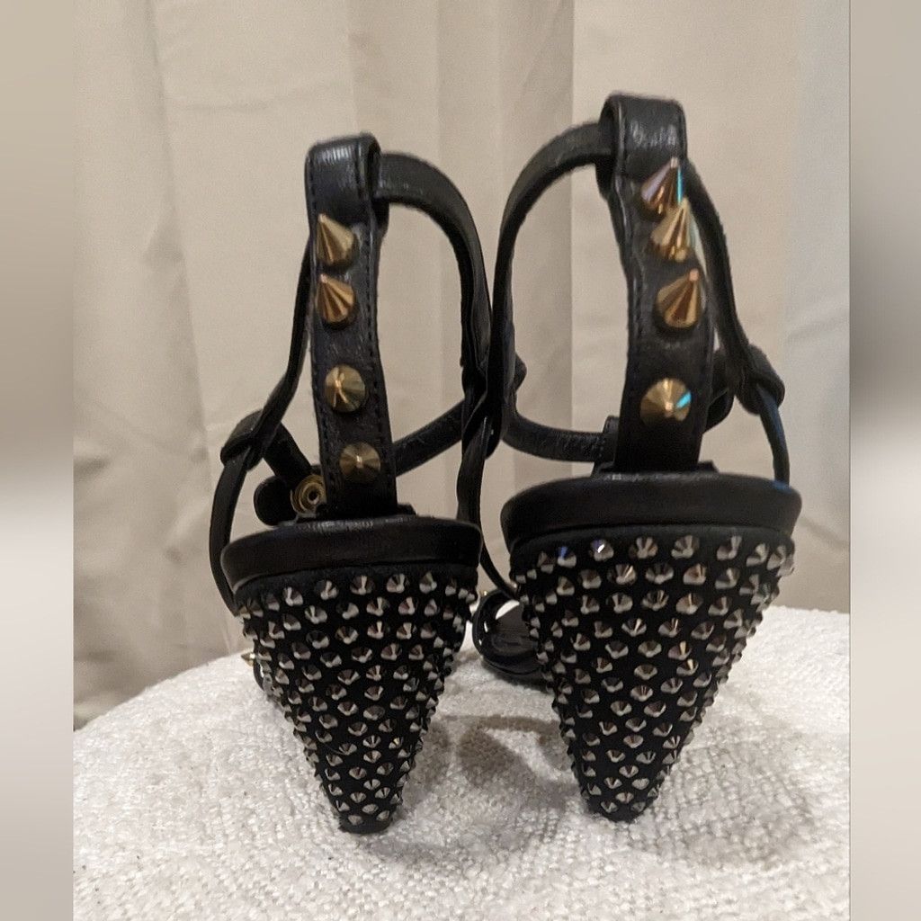 TWINSET Twin-Set Black and Gold Strappy Heels Size US 7 / IT 37 - 5 Thumbnail