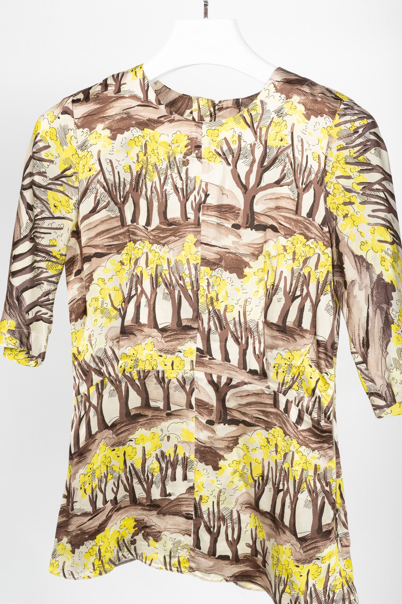 Marni Marni AW/13 Forest-Print Viscose 3/4-Sleeve Blouse Size XS / US 0-2 / IT 36-38 - 3 Thumbnail