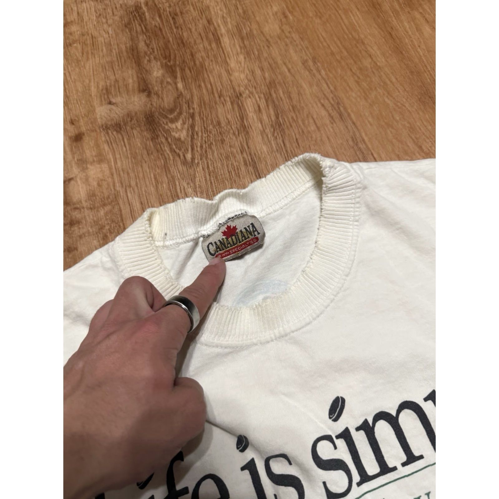 Vintage VINTAGE 90s Eat Sleep Hockey Thrashed Distressed Worn Sport T-Shirt 3XL White Mens Size US XXL / EU 58 / 5 - 3 Thumbnail