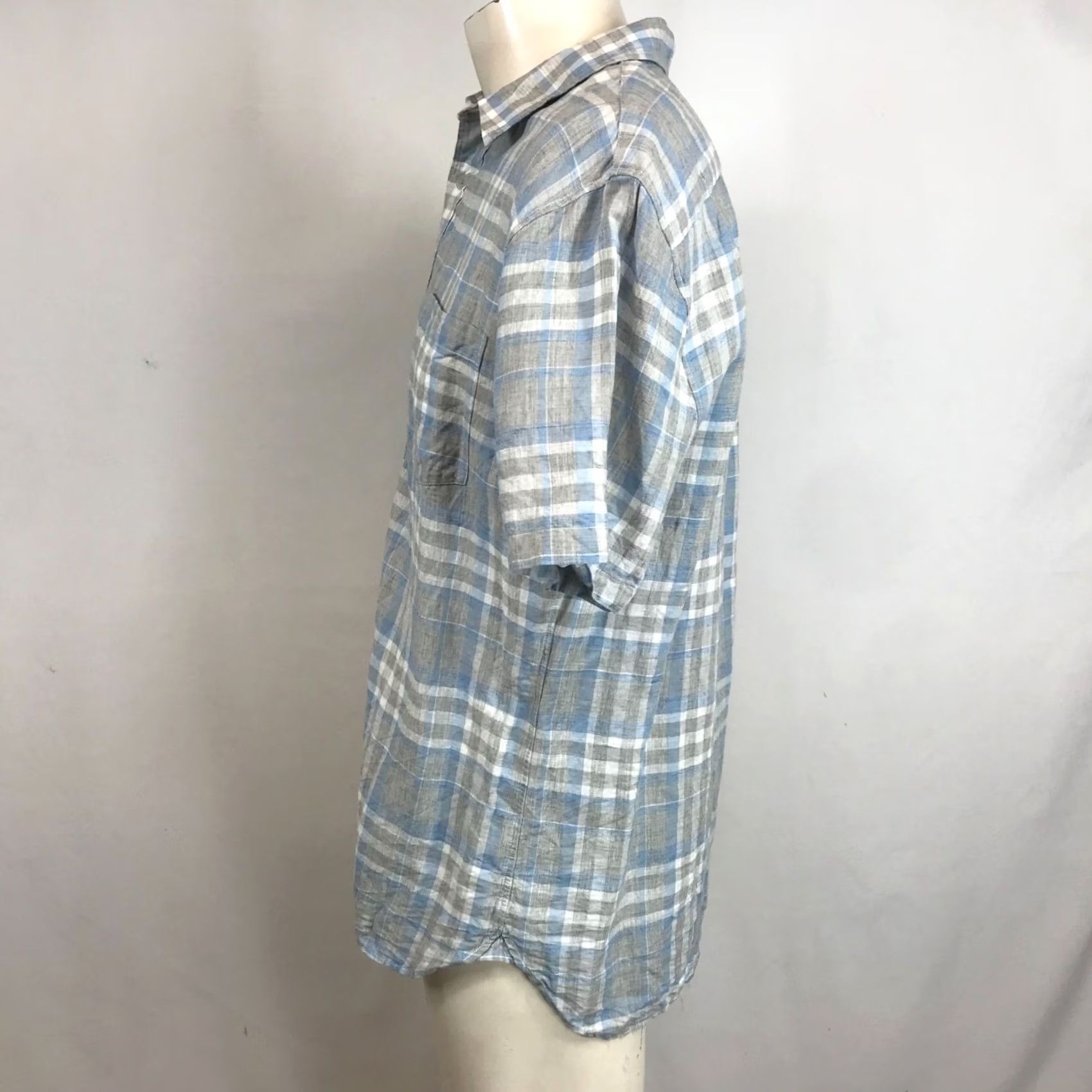 Vince Vince. Mens L Gray Plaid Short Sleeve Button-Up Linen Blend Classic Shirt Size US L / EU 52-54 / 3 - 6 Thumbnail