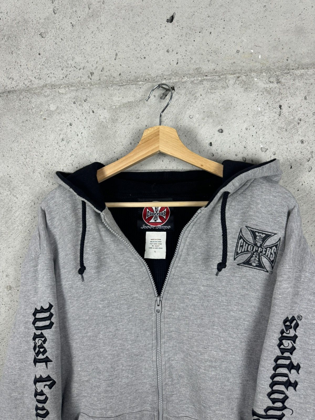 Vintage × West Coast Choppers Vintage West Coast Choppers Thermal Embroidered Zip Hoodie Size US L / EU 52-54 / 3 - 4 Thumbnail