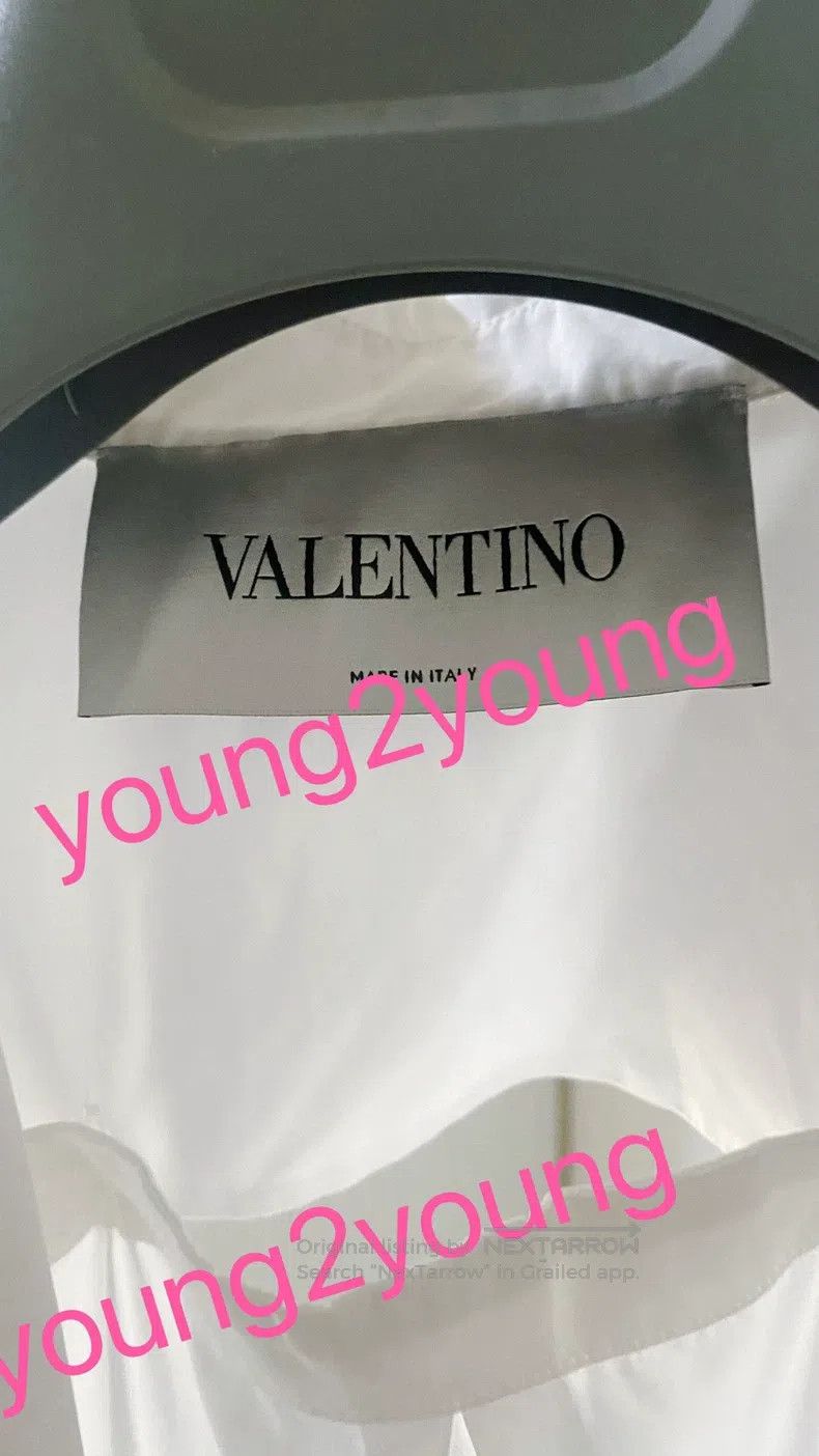 Valentino Valentino White and green deconstructed shirt lace-trimmed Size S / US 4 / IT 40 - 4 Thumbnail