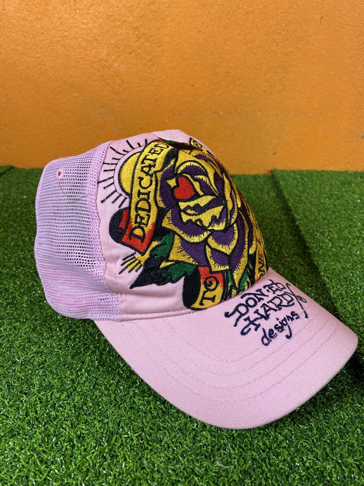 Ed Hardy Vintage Ed Hardy Pink Trucker Cap – Rose Embroidery Snapback Size ONE SIZE - 8 Thumbnail