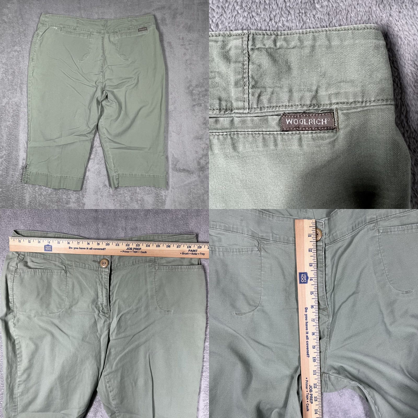Vintage Woolrich Capri Pants Women's 14 Petite Sage Green 17” Inseam Cotton Spandex Pants Womens Capris Green 14 Woolrich Capris Size 36" / US 14 / IT 50 - 8 Thumbnail