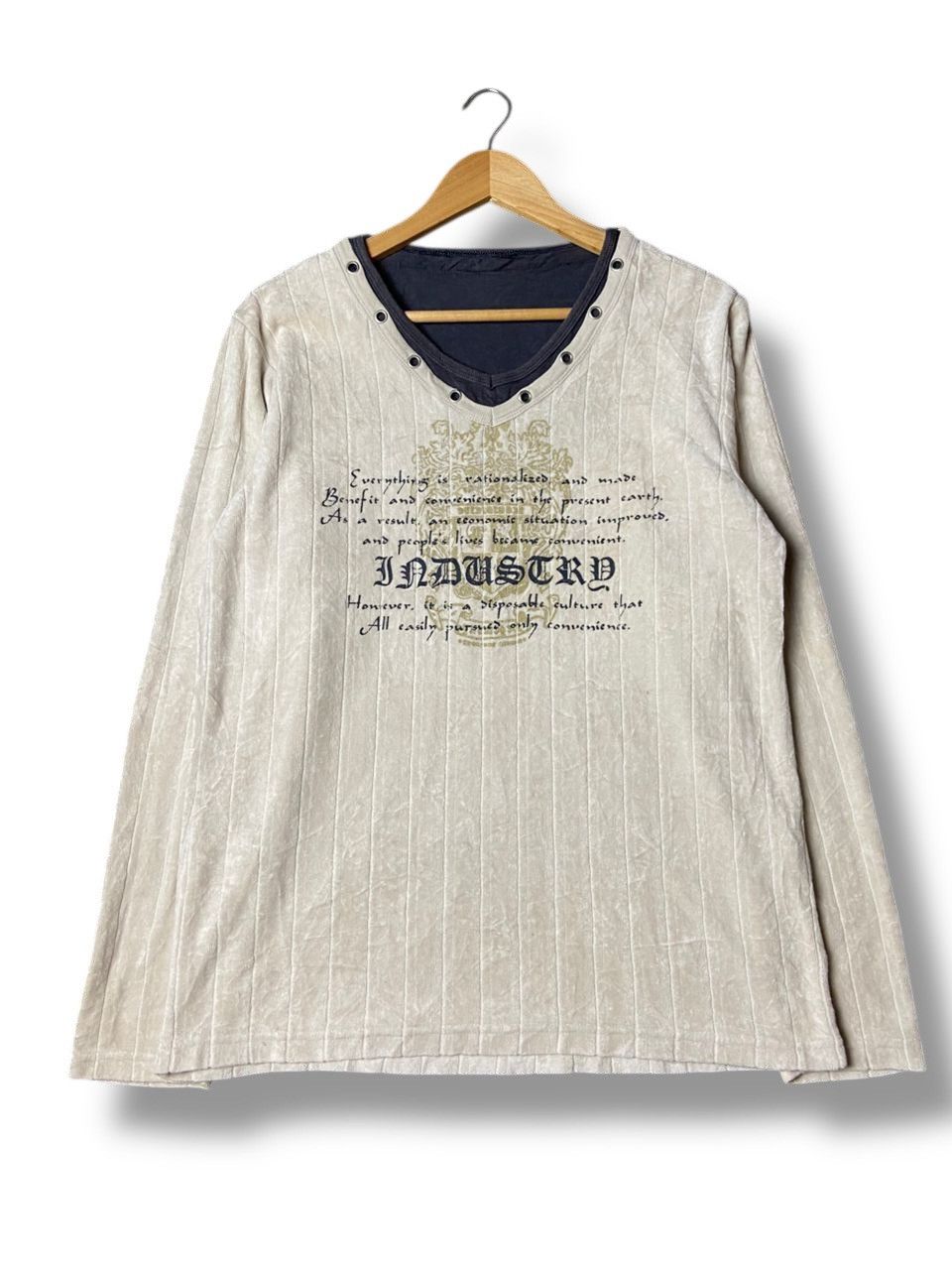 Japanese Brand Beaumere Punk Velvet Eyelet Long Sleeve Shirt (145) Size US XXS / EU 40 - 2 Thumbnail