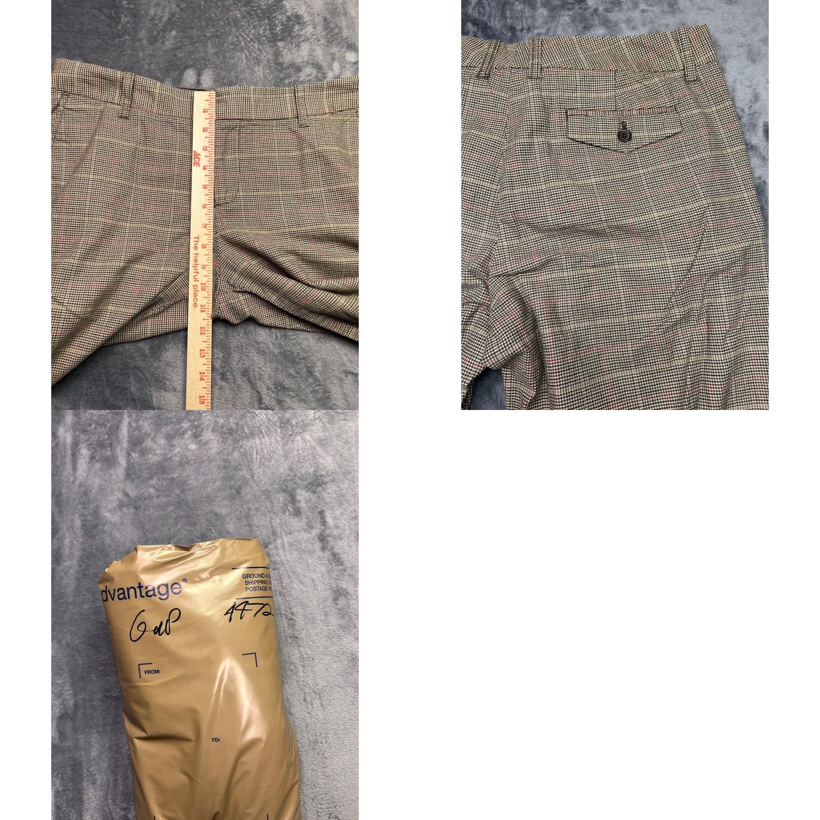 Gap VINTAGE Gap Stretch Womens 14 Brown Houndstooth Wide-Leg Cuffed Trousers Size 36" / US 14 / IT 50 - 8 Thumbnail