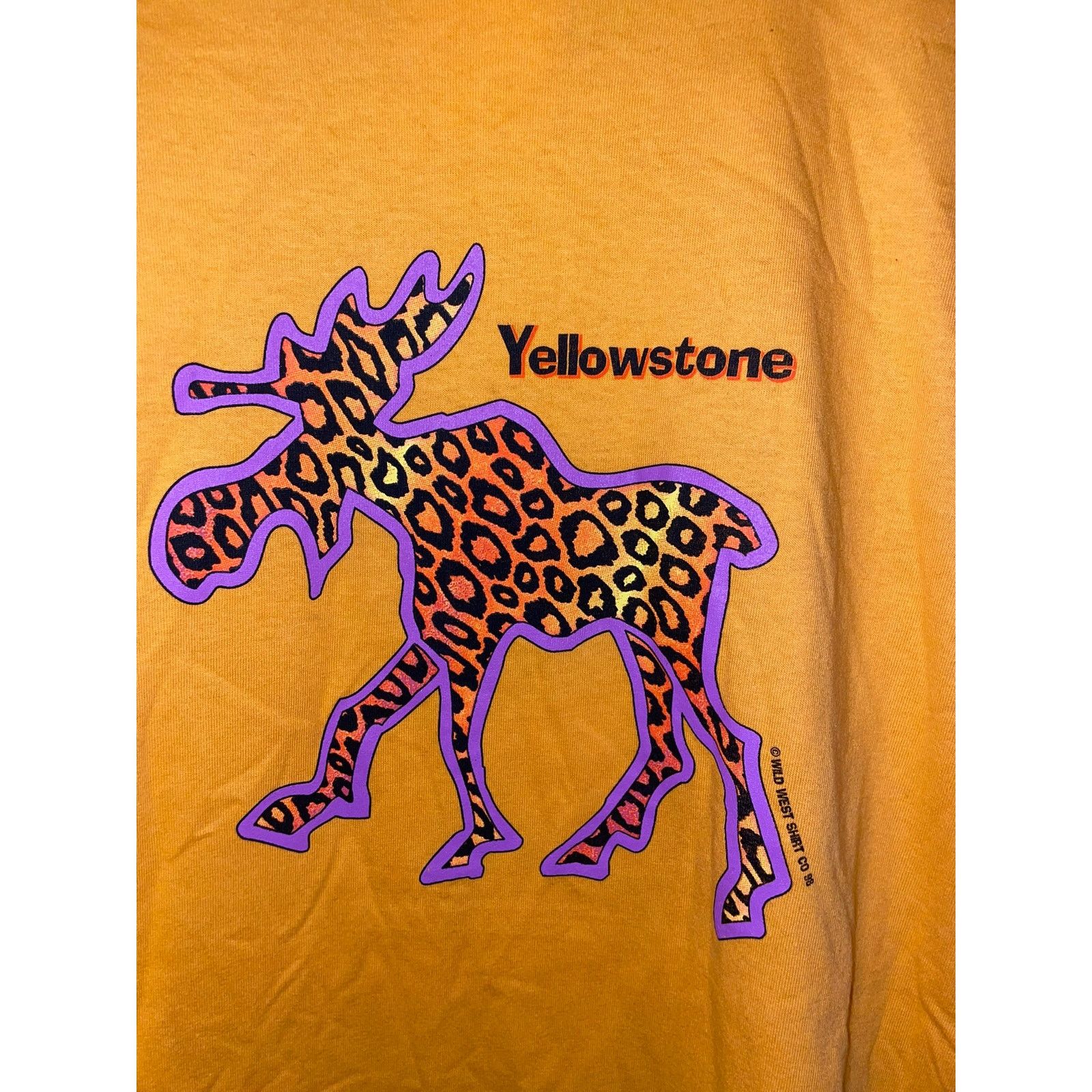 Jerzees 90s Yellowstone Park Moose Orange Animal Shirt 1990s Large Size US L / EU 52-54 / 3 - 2 Thumbnail