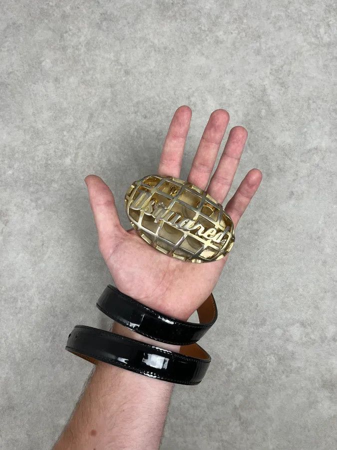 Dsquared2 Dsquared2 Black Leather Golden Globe Belt Size ONE SIZE - 2 Thumbnail