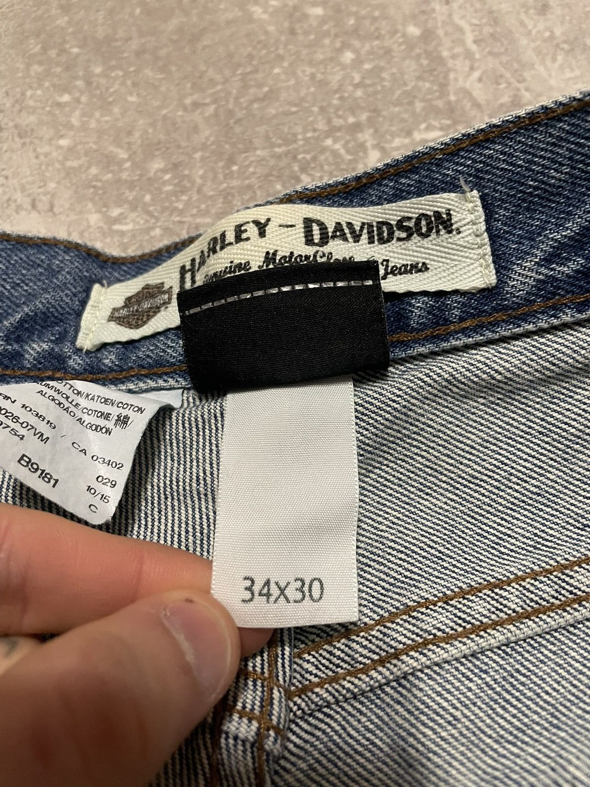 Harley Davidson × Vintage Vintage Harley Davidson Buggy Blue Denim Jeans Y2K 34/30 Size US 34 / EU 50 - 13 Thumbnail