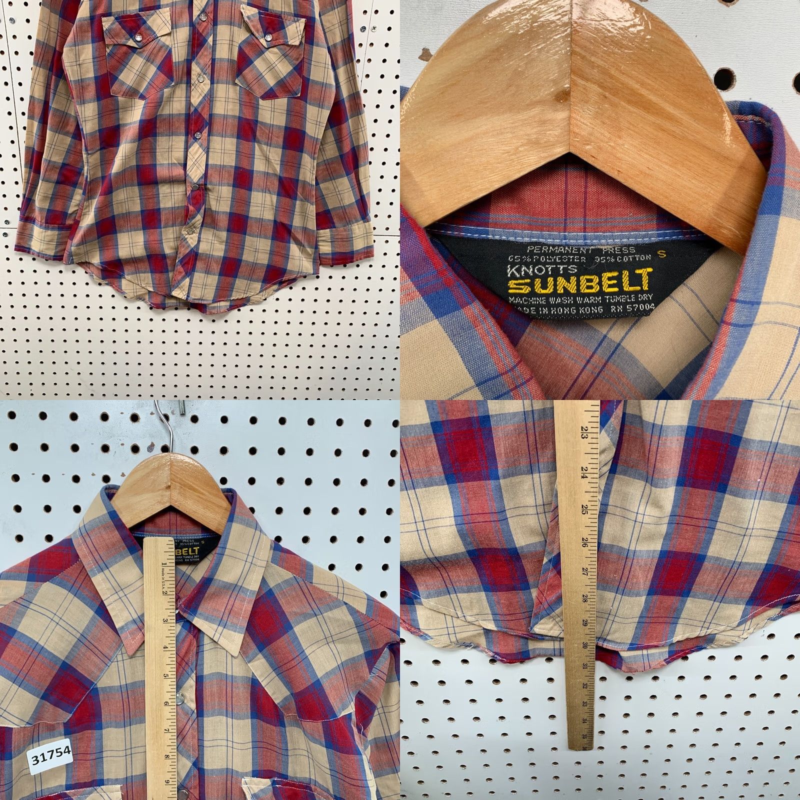 Vintage VINTAGE Pearl Knotts Sunbelt Mens Pearl Snap Western Shirt Small Red Beige Plaid 80s 90s Men Women? Size US S / EU 44-46 / 1 - 8 Thumbnail