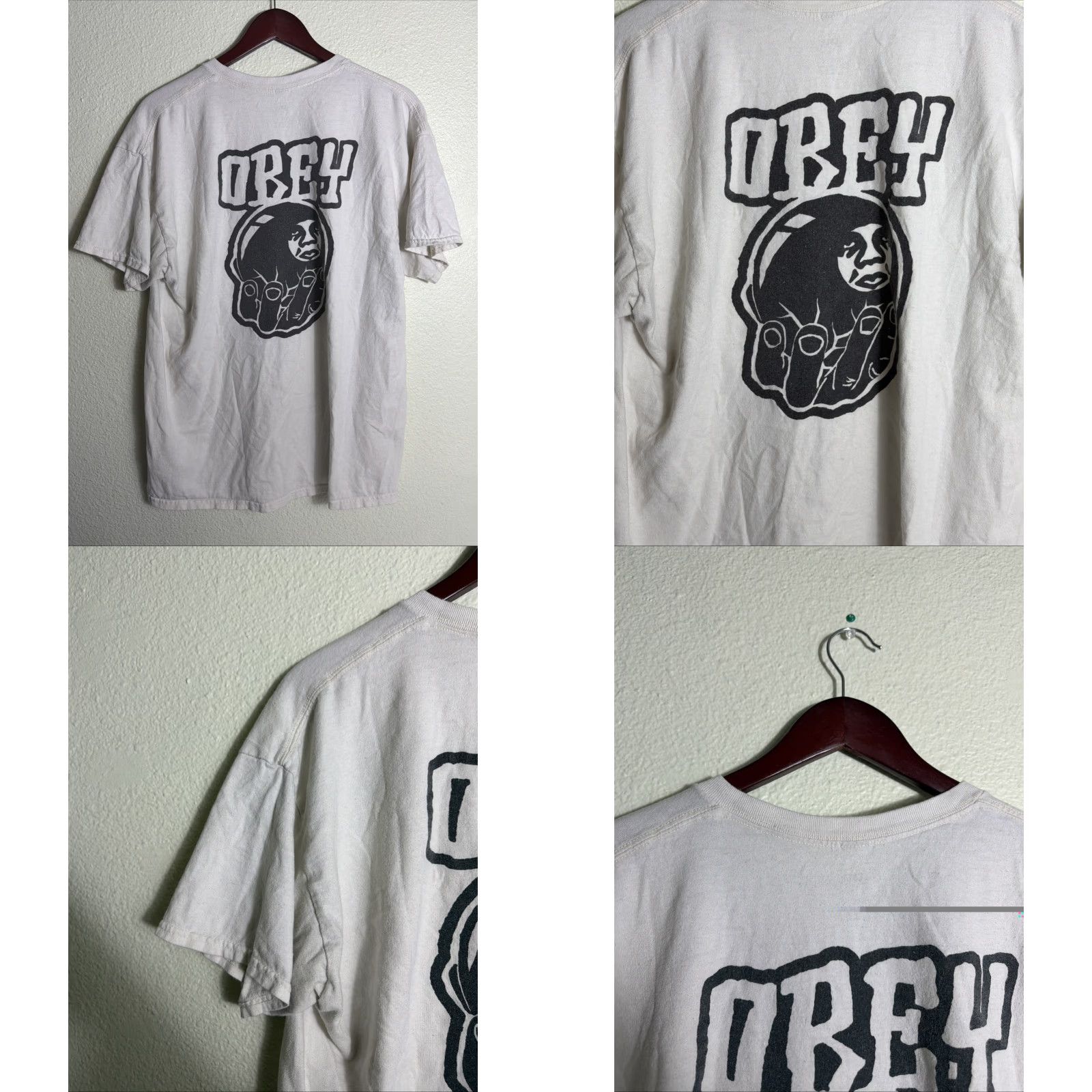 Obey VINTAGE Obey Worldwide Mens XL Short Sleeve White Black T Shirt Cotton Size US XL / EU 56 / 4 - 8 Thumbnail