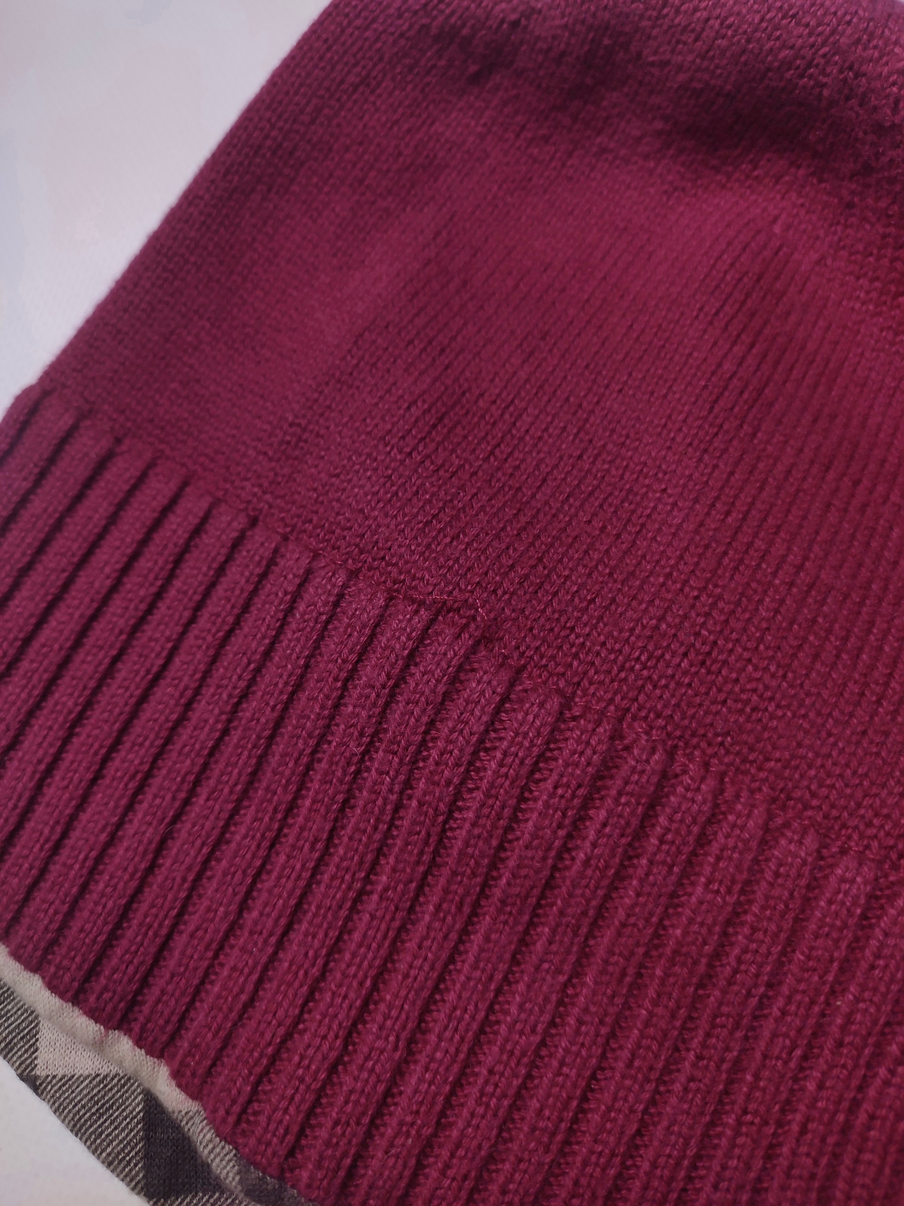 Burberry Burberry Burgundy Nova Check Cuff Beanie Vintage Size ONE SIZE - 8 Thumbnail