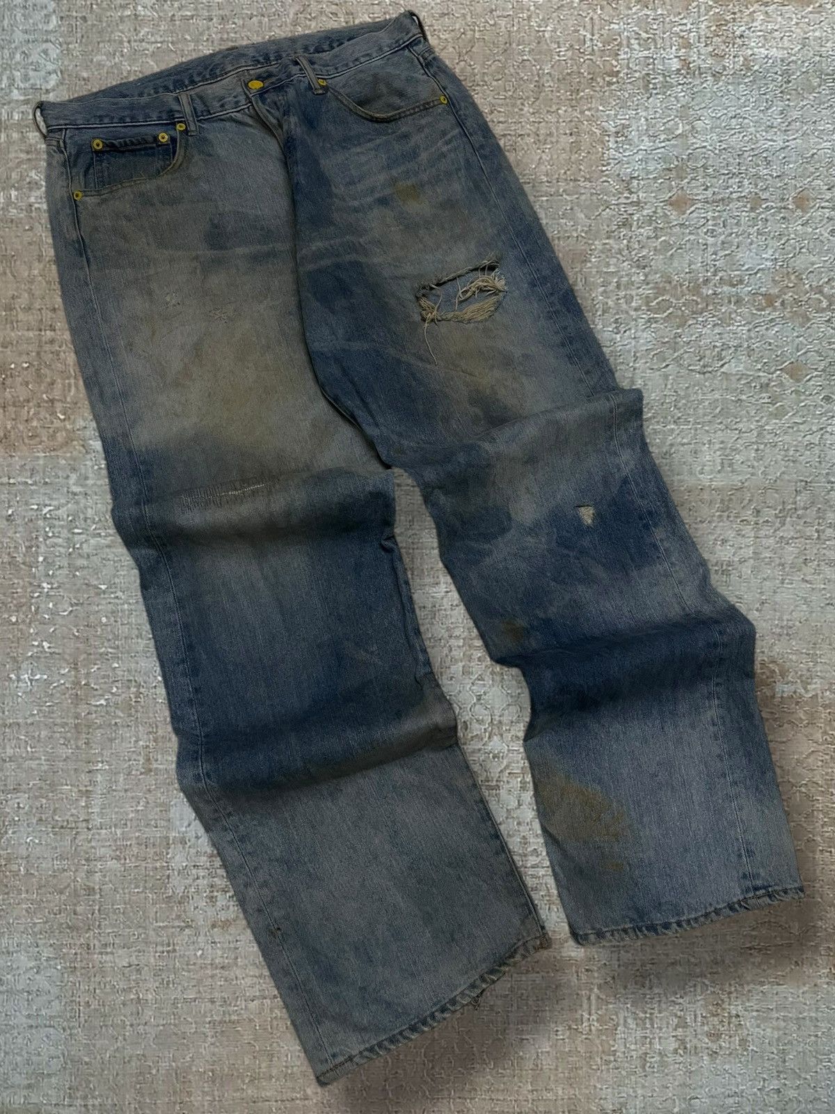 Swagger Vintage 1990s Designer Japan Swagger Mudwash Baggy Denim Size US 35 - 2 Thumbnail