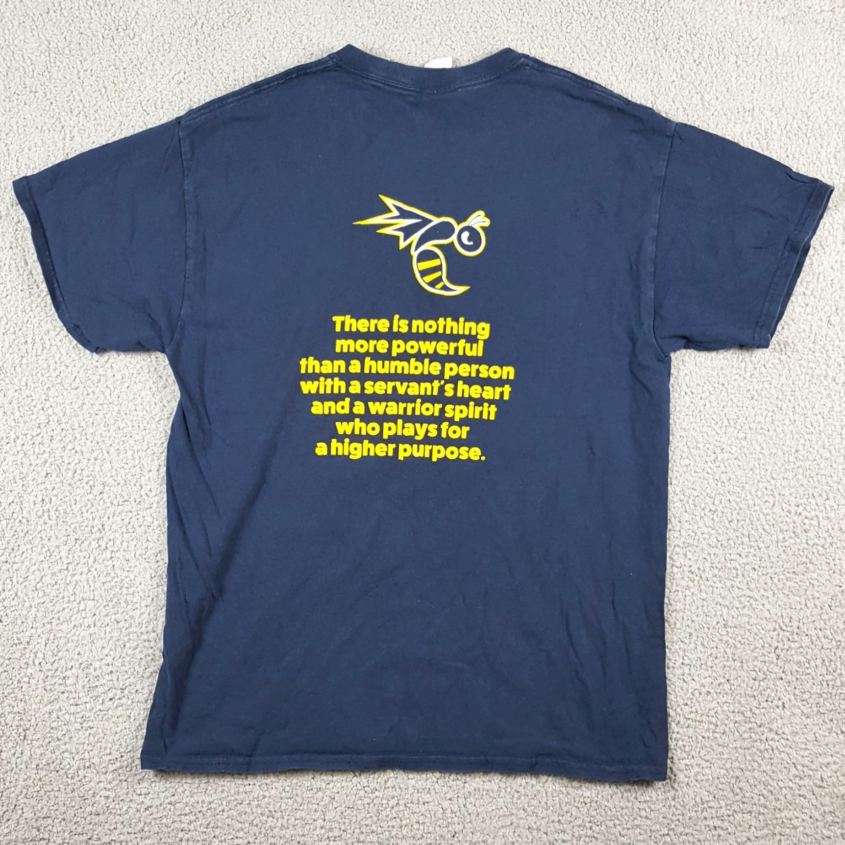 Gildan VINTAGE Gildan Emory & Henry Swarm Squad College T-Shirt Men's Large Blue Solid 00s Retro School Sports Size US L / EU 52-54 / 3 - 5 Thumbnail