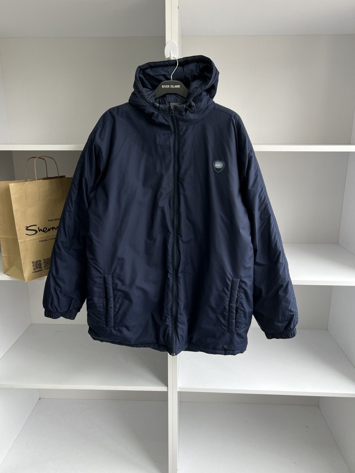 Nike × Vintage 90s Nike Retro Logo Vintage Y2K Puffer Outdoor Jacket Size US XL / EU 56 / 4 - 3 Thumbnail