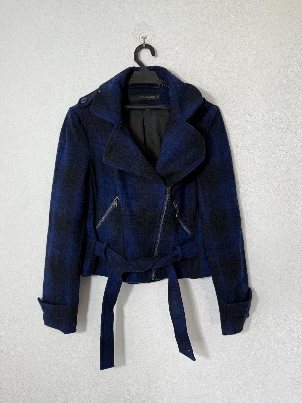 Calvin Klein × Calvin Klein 205W39NYC CALVIN KLEIN ASYMMETRIC JACKET BIKER DESIGN BLUE BLACK PLAID Size M / US 6-8 / IT 42-44 - 1 Thumbnail