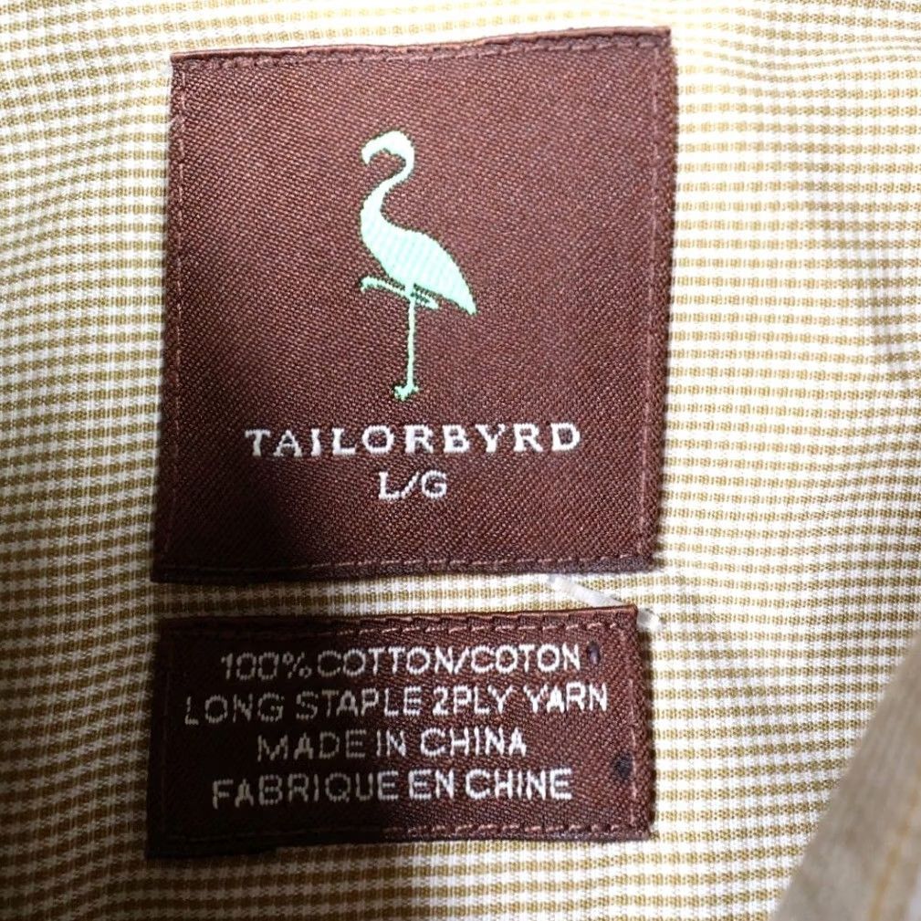 Tailorbyrd TAILORBYRD Button Up Shirt Mens L Tan Gingham Long Sleeve 100% Cotton Size US L / EU 52-54 / 3 - 6 Thumbnail