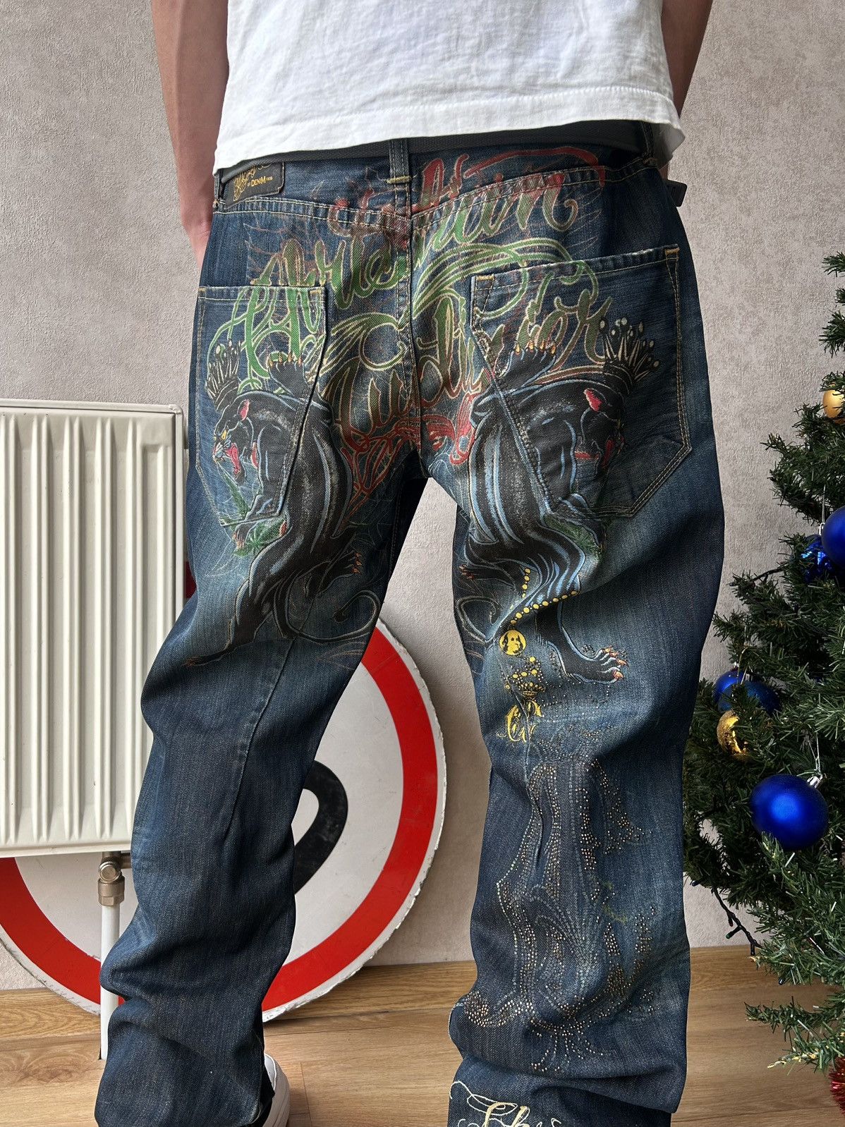 Christian Audigier RARE Y2K Christian Audigier Big Logo Denim Jeans Size US 36 / EU 52 - 2 Thumbnail