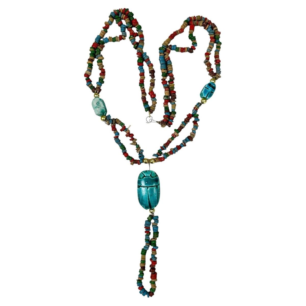Other Vintage Egyptian Beaded Scarab Beetle Pendant Necklace Size ONE SIZE - 1 Thumbnail