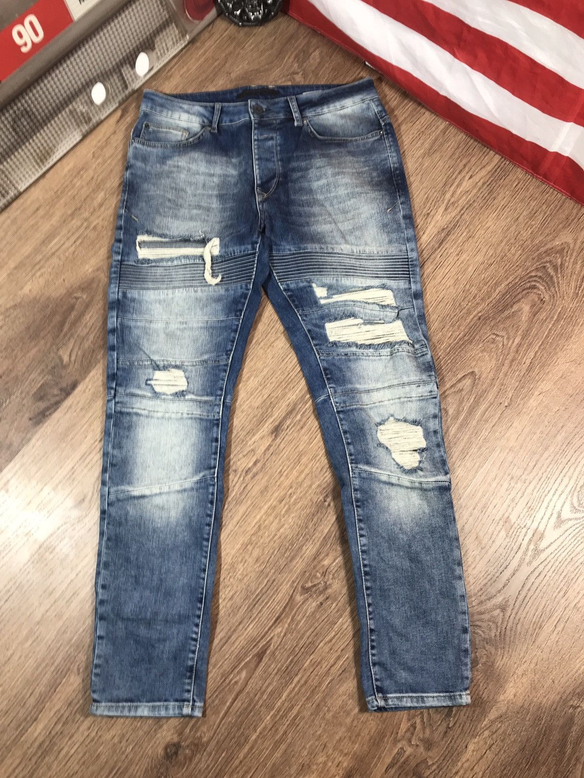 Designer × Vintage Ashes To DVST Distressed Biker Denim Pants Jeans Size US 33 - 1 Thumbnail
