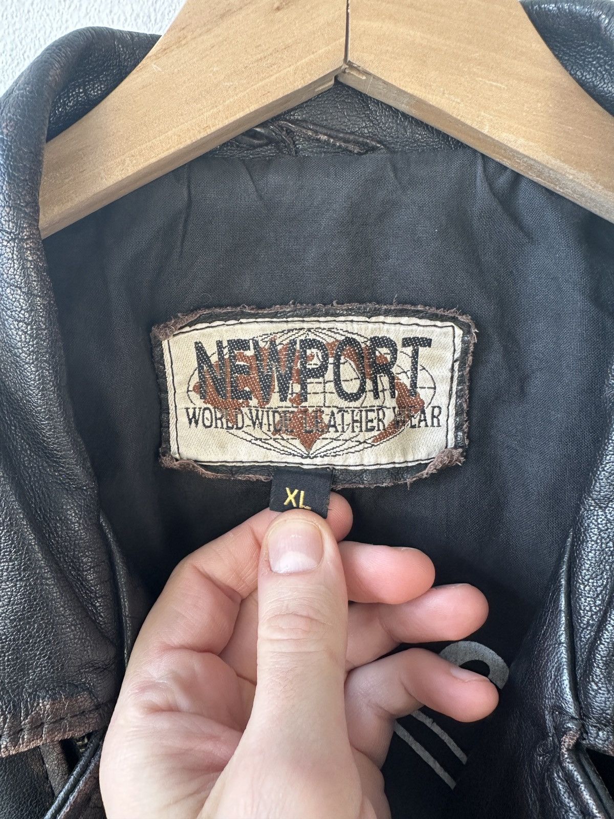 Leather RARE Newport World Cup 1994 Leather Biker Jacket Distressed Size US XL / EU 56 / 4 - 13 Thumbnail
