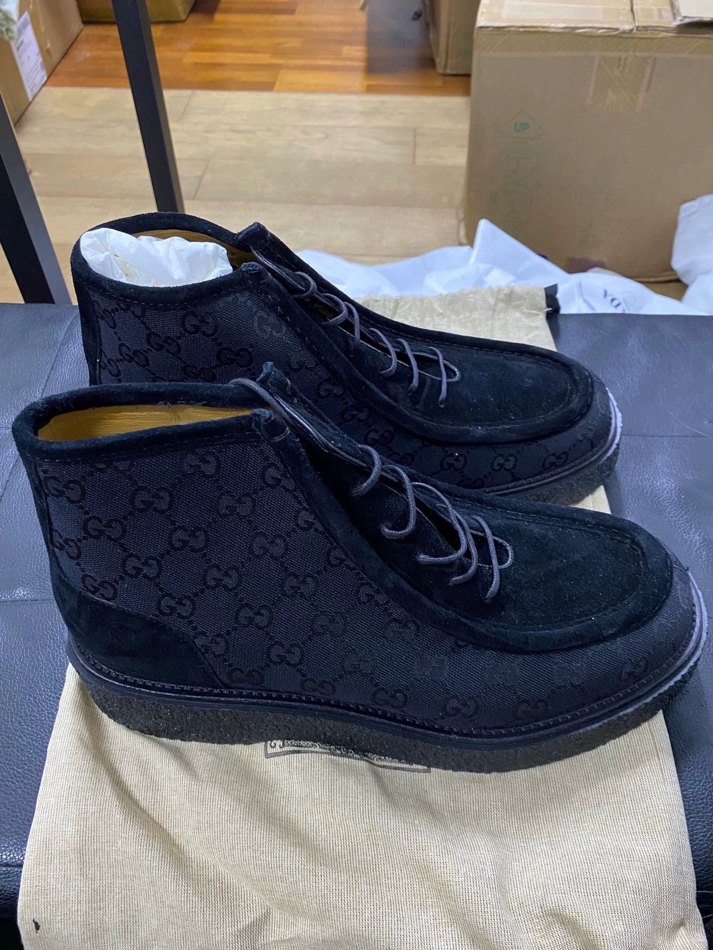 Gucci gucci men's logo high-top shoes black Size US 8 / EU 41 - 2 Thumbnail