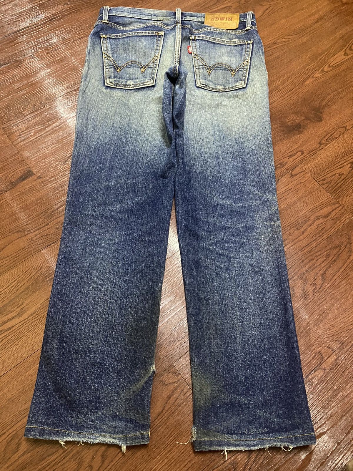 Japanese Brand Vintage Edwin503 Limited Blue Wash Distressed Loose Jeans Size US 31 - 2 Thumbnail