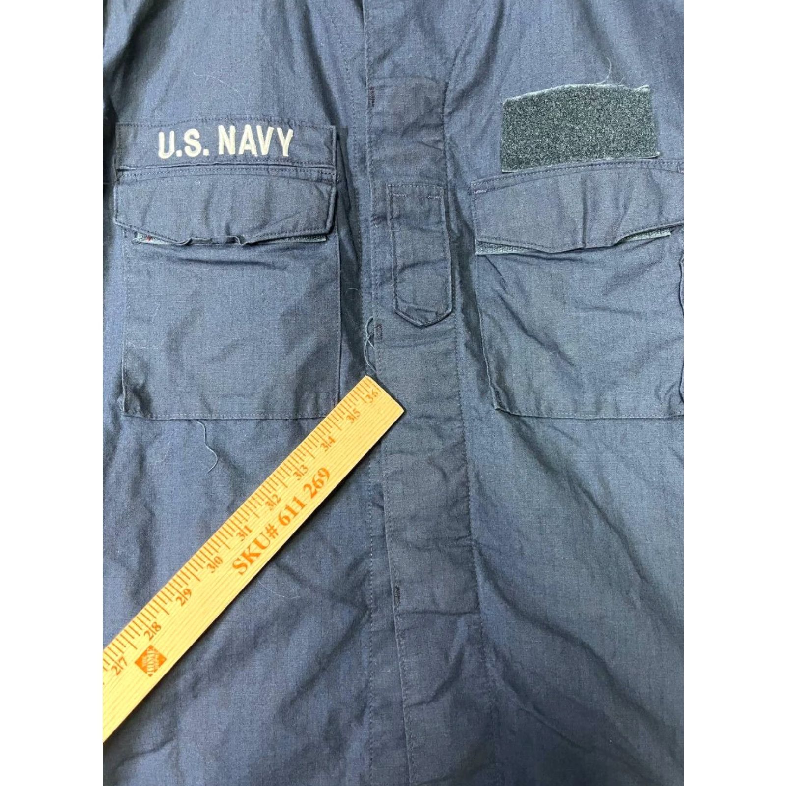 Vintage VINTAGE US Navy Field Jacket Blue Men M Regular Mid-Length Cotton Nylon Water Resistant Pockets Military Coat All Seasons Hooded Front Button Size US M / EU 48-50 / 2 - 6 Thumbnail