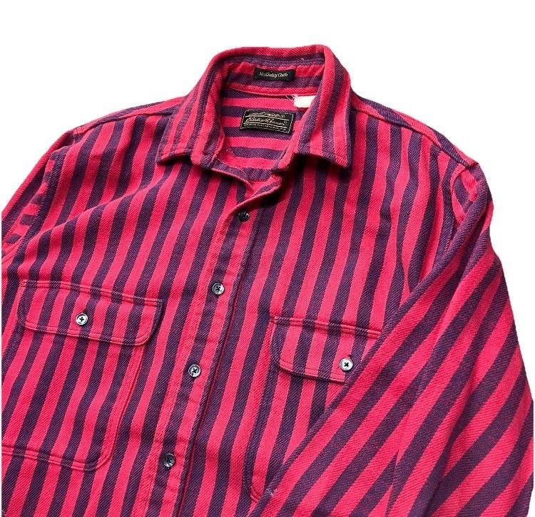 Eddie Bauer × Vintage 80’s Eddie Bauer Flannel McKinley Cloth Pink And Purple Size US L / EU 52-54 / 3 - 2 Thumbnail