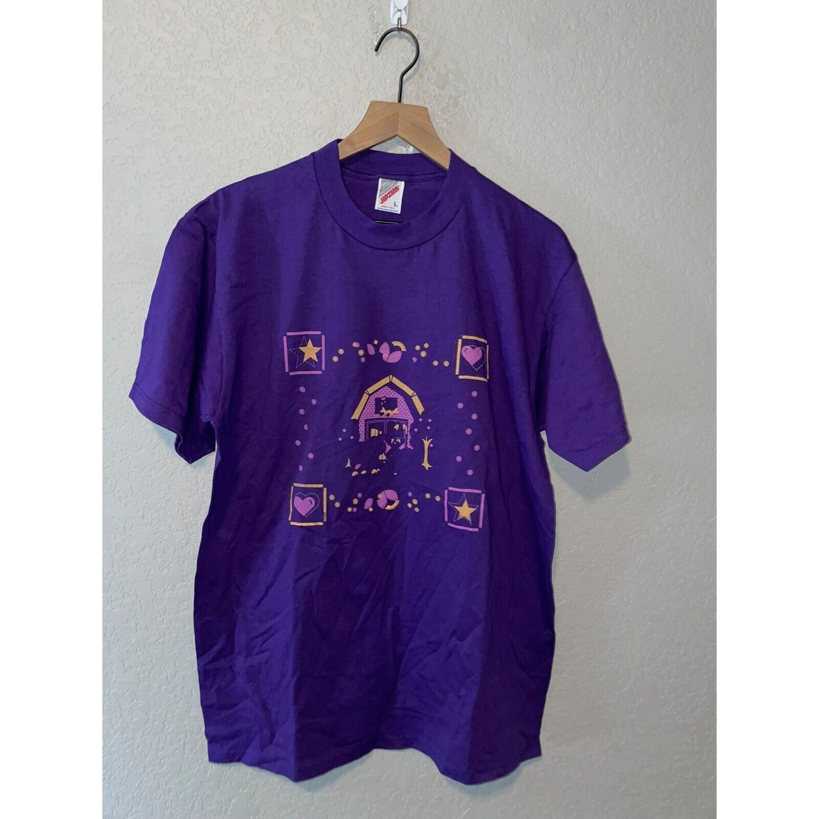 Jerzees 90s Vintage Jerzees USA made Purple Shirt 1990s VTG L Large Size US L / EU 52-54 / 3 - 1 Thumbnail