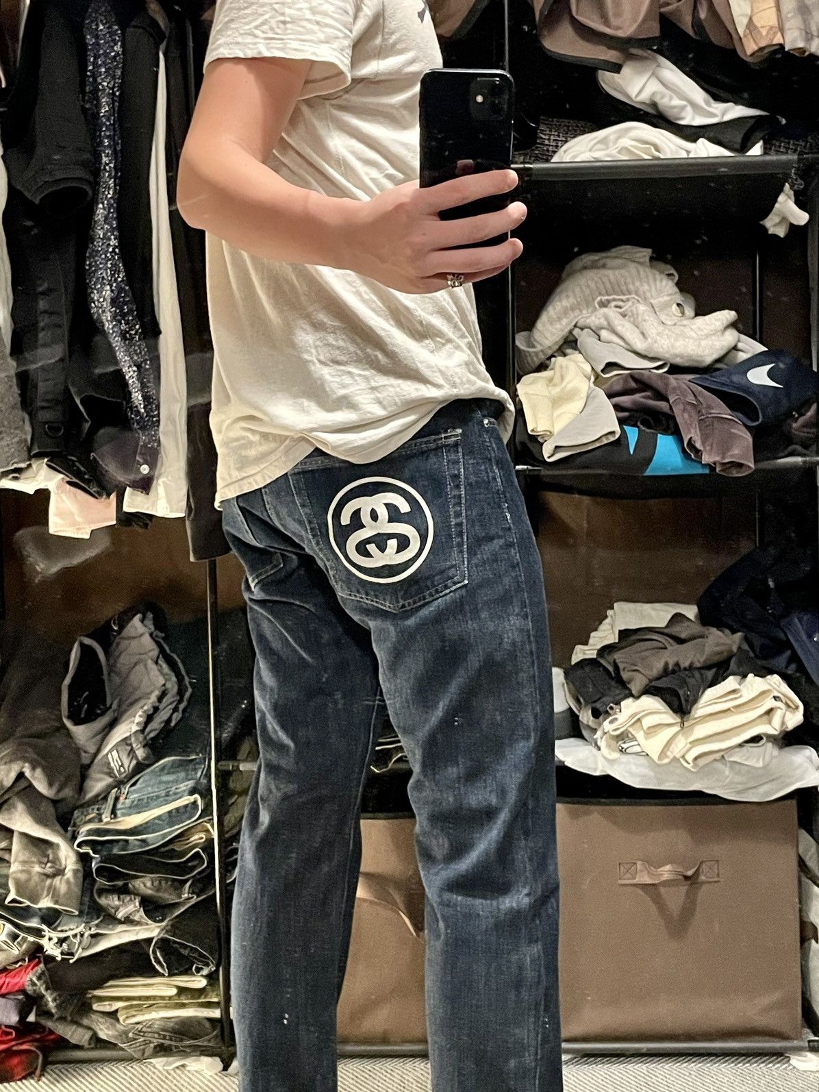 STUSSY DENIM WAHSED USED PANTS DOUBLE S