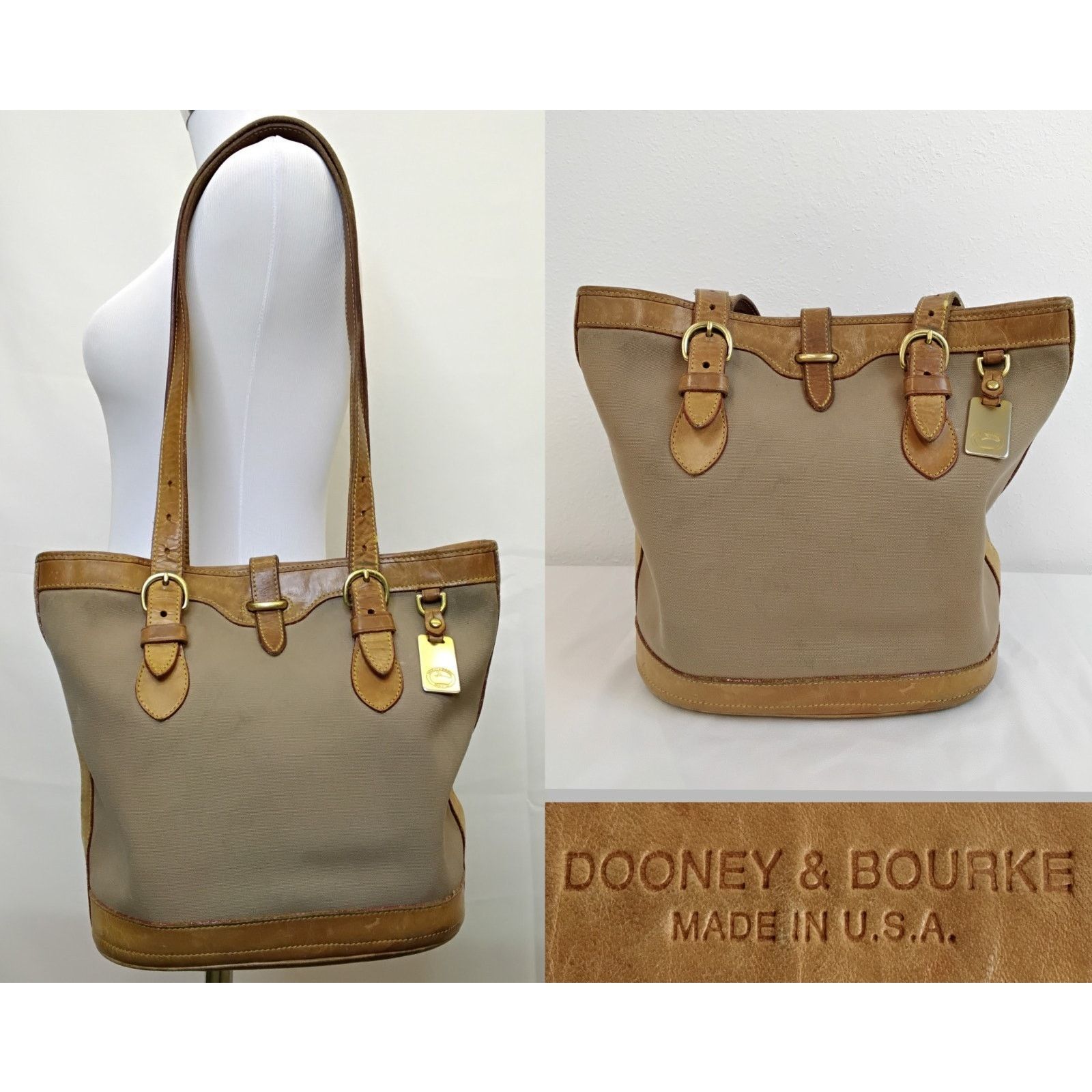Dooney & Bourke Dooney & Bourke Canvas + Leather Shoulder Bag Brown VTG USA Size ONE SIZE - 1 Thumbnail