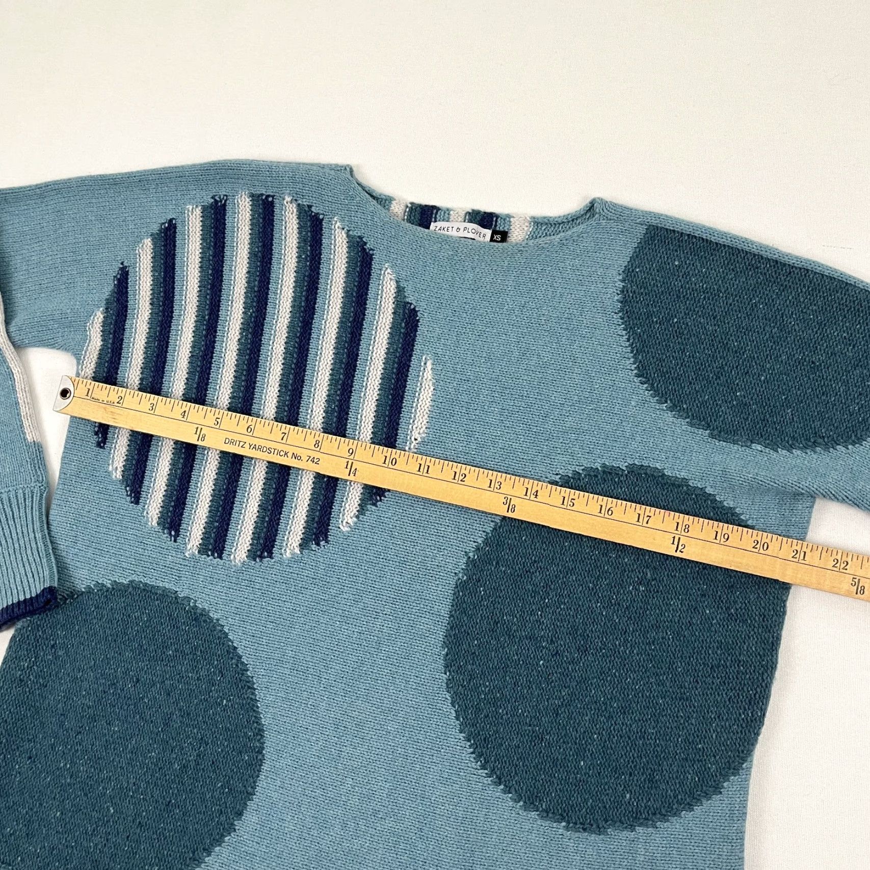 Vintage Zaket & Plover Sweater Womens XS Blue Abstract Circle Motif Merino Wool Blend Size XS / US 0-2 / IT 36-38 - 5 Thumbnail