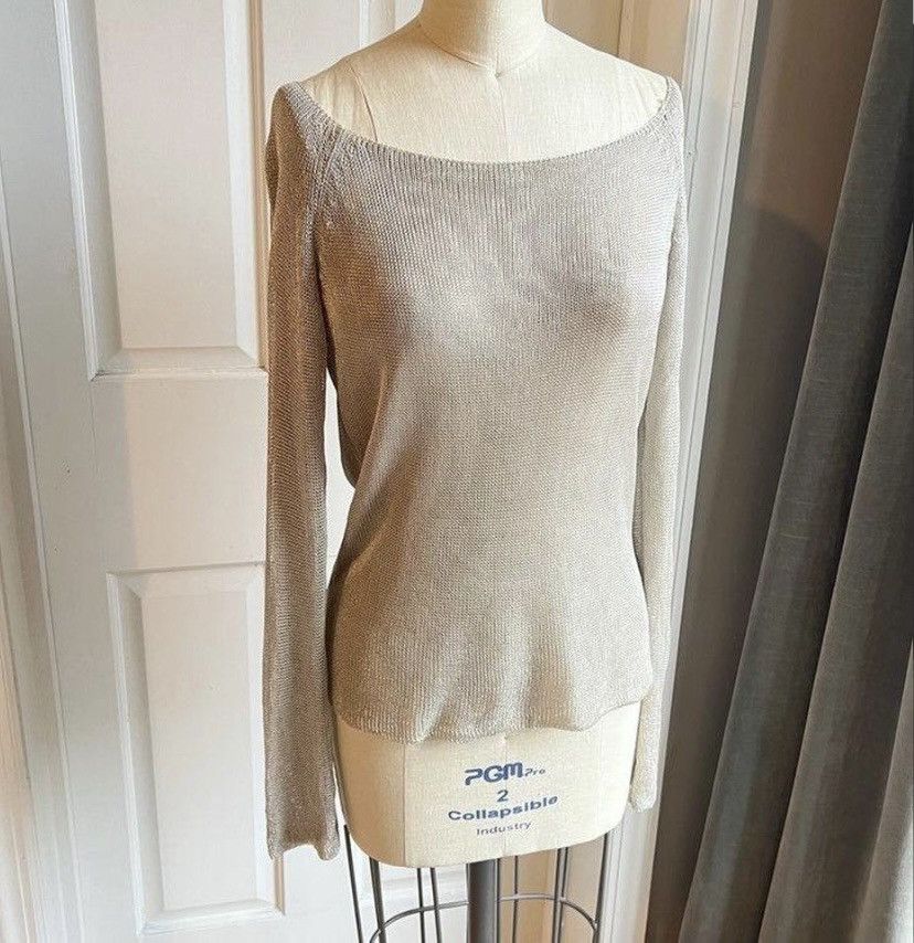 image of Issey Miyake Knit Sweater in Grey, Women's (Size Small)