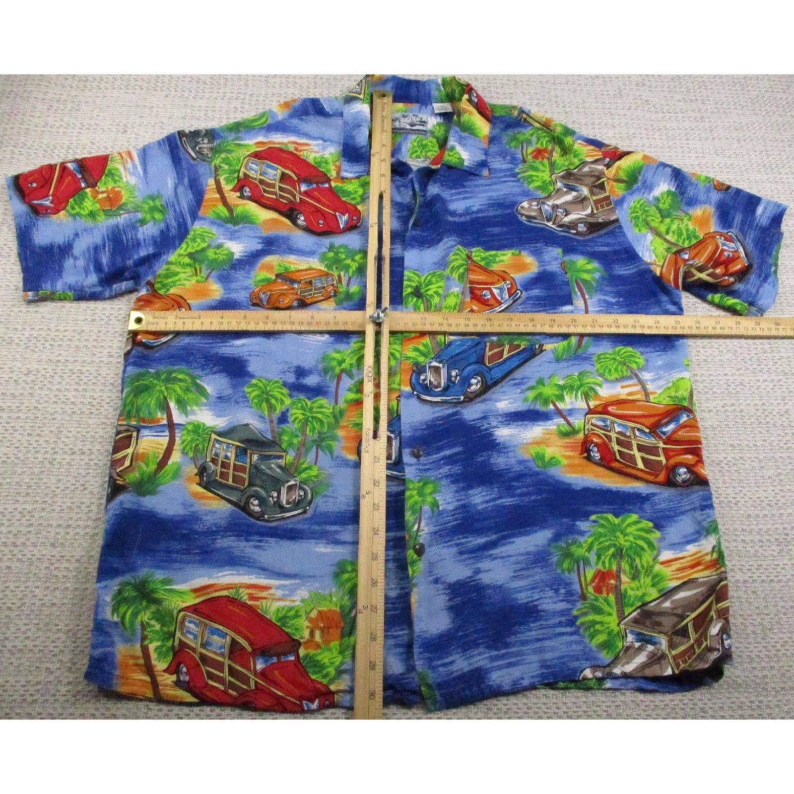 Vintage Pineapple Connection Shirt Mens Large Blue Hawaiian Rayon Car Aloha Print Button-Up Casual Short Sleeve Vintage Mens Size US L / EU 52-54 / 3 - 7 Thumbnail