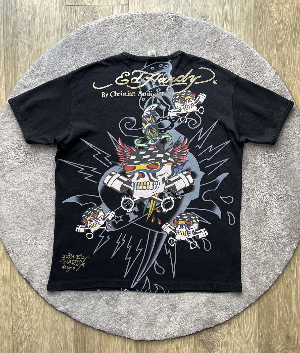 Ed Hardy × Vintage black vintage Ed Hardy t-shirt with rhinestones Size US S / EU 44-46 / 1 - 5 Thumbnail