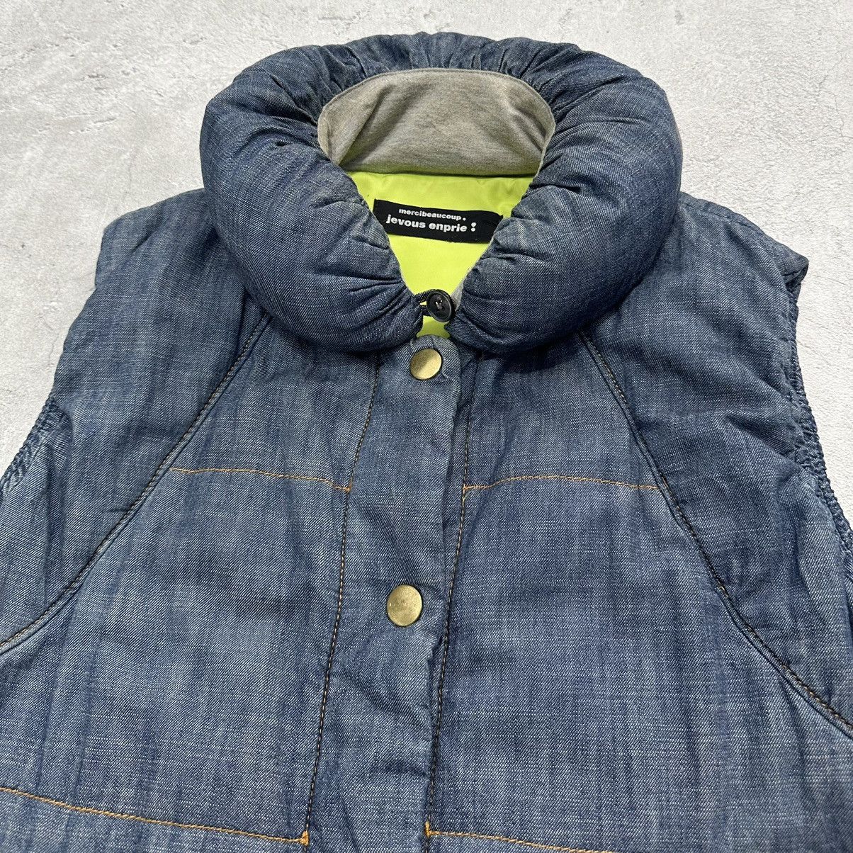 mercibeaucoup Mercibeaucoup By Issey Miyake Puffer Neck Pillow Vest Denim Size US M / EU 48-50 / 2 - 2 Thumbnail
